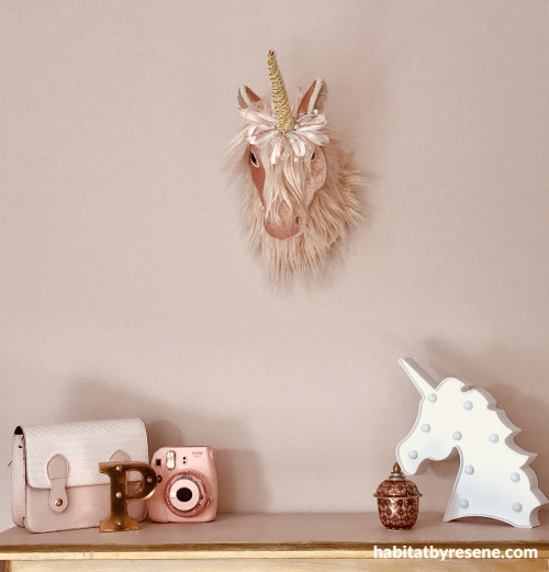 Girl's bedroom, girl's room featuring Resene Blanched Pink, pink child's bedroom