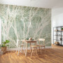 Dining area, dining area featuring nature-inspired statement Resene wallpaper