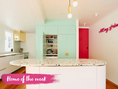 Minty greens and blushing pinks bring this art deco home to life