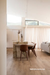Dining and living room painted in Resene Quarter Biscotti
