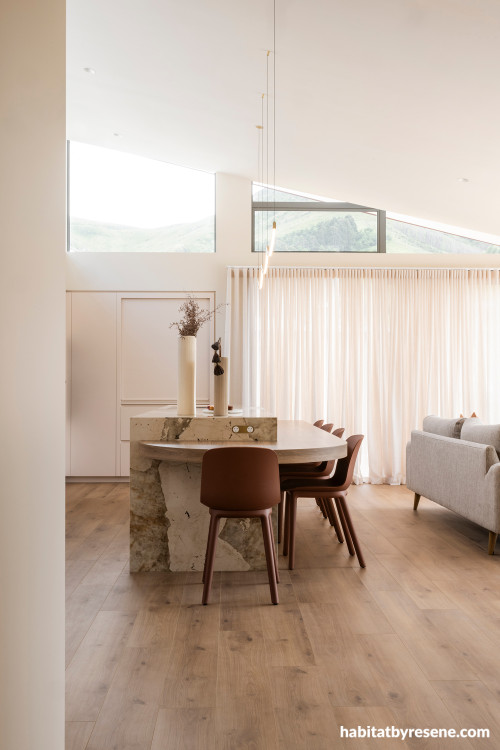 Dining and living room painted in Resene Quarter Biscotti