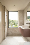 Bathroom painted in Resene Quarter Biscotti and Resene Biscotti