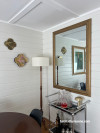 living room painted in Resene Rice Cake. The ceiling in painted in Resene Ceiling Paint White.