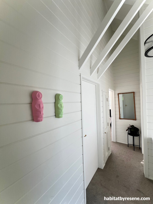 Hallway painted in Resene Rice Cake. Doors painted in Resene Quarter Rice Cake.