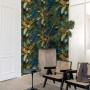Sitting room featuring nature-inspired wallpaper