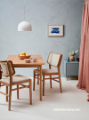 Dining room, soft blue dining room, dining room featuring Resene Duck Egg Blue