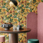 Living room, living room with floral wallpaper, living room with statement wallpaper