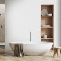 Bathroom, white bathroom, neutral bathroom, neutral bathroom with wooden features