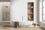 Bathroom, white bathroom, neutral bathroom, neutral bathroom with wooden features