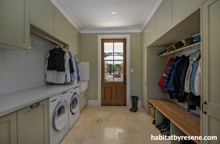 Mudroom and laundry painted in Resene Stone Age