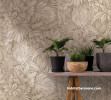 Hallway featuring leaf embossed Resene wallpaper in natural tones