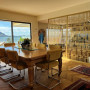 Dining area featuring Resene Wheatfield and Resene Half Wheatfield