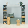 Entryway featuring walls and shelves painted in Resene Duck Egg Blue