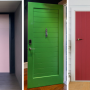 Front doors featuring Resene Paper Doll, Resene Bilbao and Resene Pohutukawa