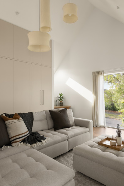 Clever design and soft tones for a compact home Clever design and soft tones for a compact home