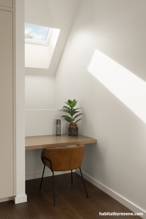 Home office featuring Resene Half Wan White