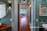 Hallway in stunning home painted in blue tones