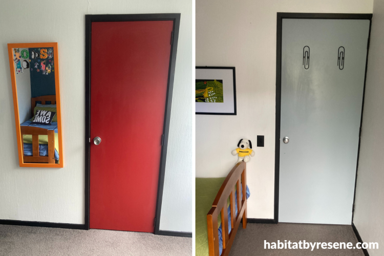 Interior doors, interior doors featuring Resene Hot Chile and Resene Powder Blue