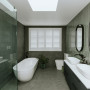 Bathroom, bathroom featuring grey tiles and Resene Quarter Albescent White