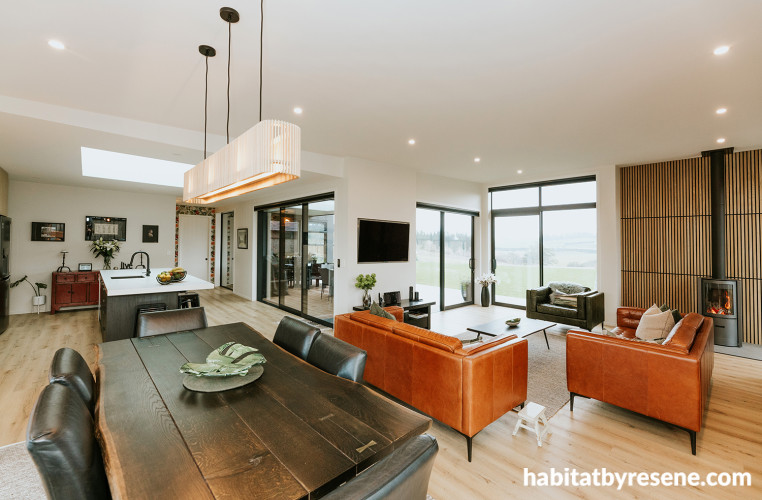 Living area, neutral living area, living area featuring Resene Half Albescent White