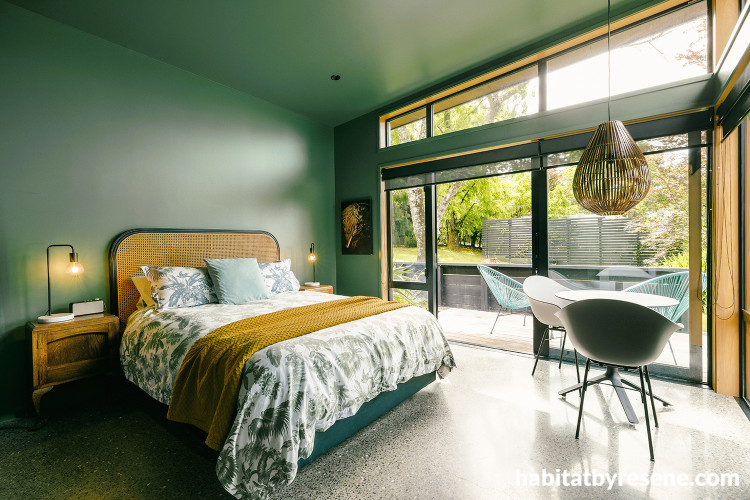 Bedroom featuring walls and ceiling in Resene Rivergum