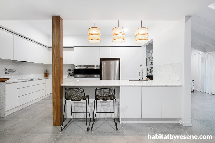 Kitchen painted in white Resene Half Alabaster