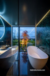 Moody tones in bathroom creates luxurious feel