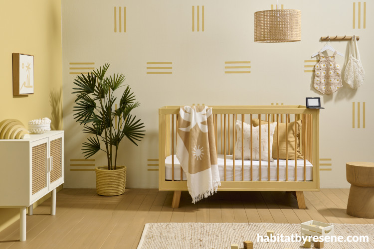Bright & playful nursery painted in bright yellow tones