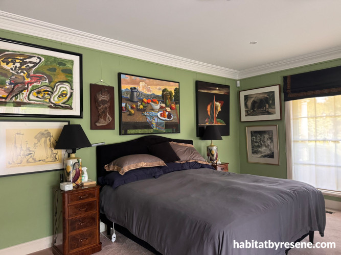 Bedroom, bedroom painted in Resene Highland