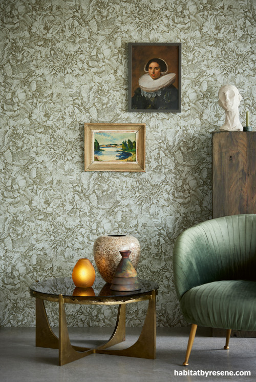 Living area featuring Resene Wallpaper