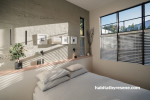Bedroom featuring concerte panels and painted in Resene White Pointer
