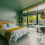 Guest bedroom painted in Resene Rivergum