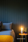 Bedroom painted in Resene Blue Bark