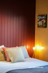 Bedroom painted in Resene Persian Red
