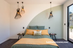 Bedroom painted in Resene Half Merino and Resene Quarter Merino