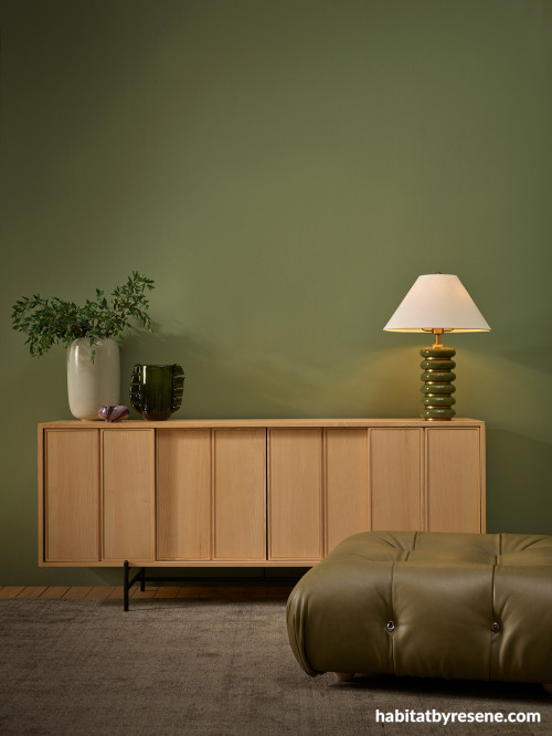 Living space with walls painted in Resene Paddock
