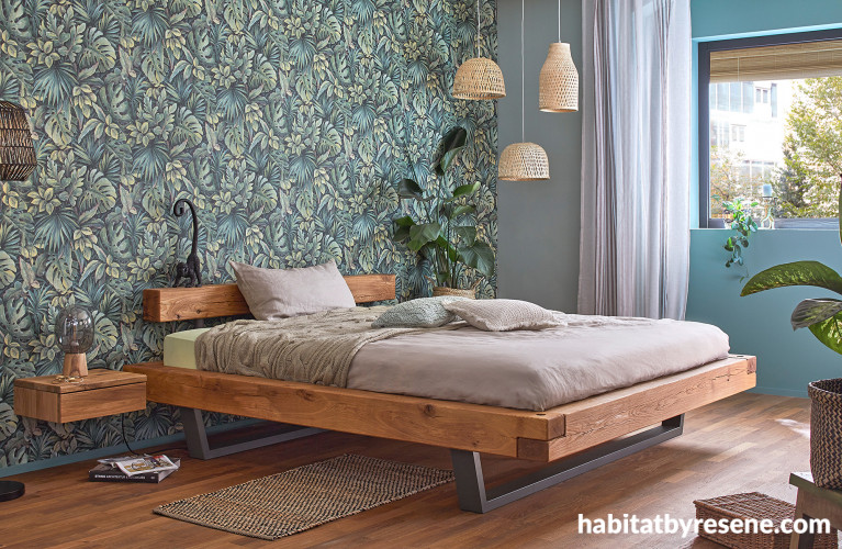 Bedroom, bedroom with statement wallpaper