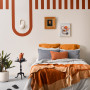 Bedroom, bedroom featuring golden orange and brown hues