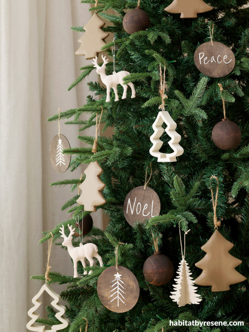 Christmas decorations featuring rustic and natural colours