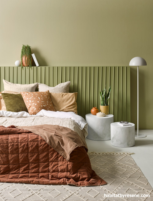 Bedroom, bedroom featuring olive green walls
