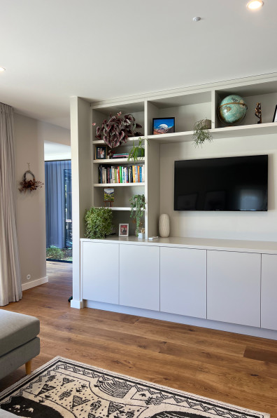 Warm neutrals and blush hues bring this Oratia home to life Warm neutrals and blush hues bring this Oratia home to life