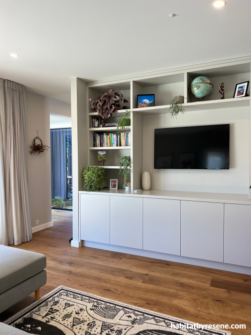 Rumpus room painted in Resene Half Truffle with ceiling in Resene Quarter Rice Cake