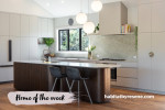 Neutral and blush kitchen painted in Resene Truffle and Resene Shabby Chic