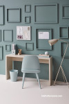 Home office with walls and frames painted in Resene Rhino and floor in Resene Merino