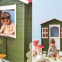Kids playhouse painted in Resene Olive Green