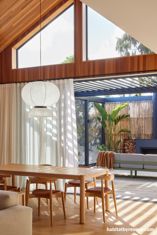 Dining room featuring cedar ceiling