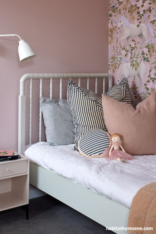 Girl's bedroom featuring Resene Blanched Pink