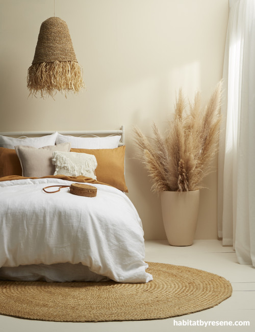 Warm neutral tones in bedroom