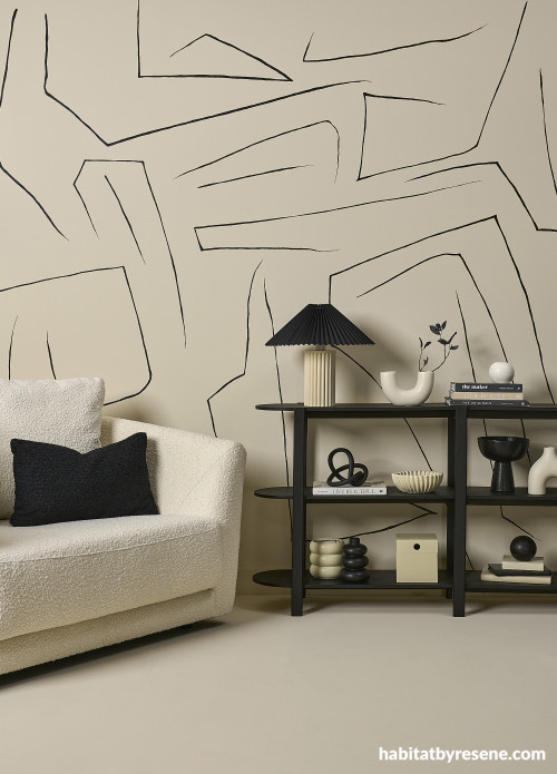 White tones on wall and floor create relaxing space