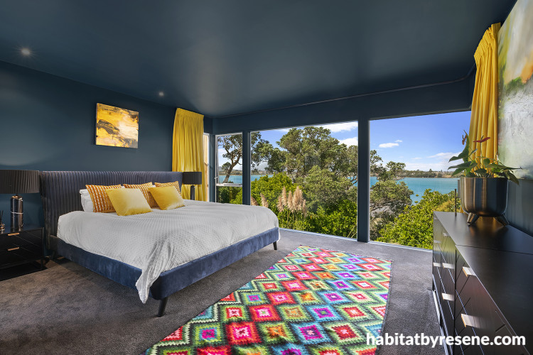 Bedroom painted in Resene Plan B a dark teal